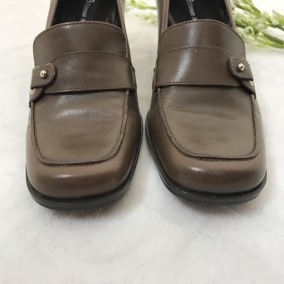 ETIENNE AIGNER Leather Sean Heeled Loafers Size 6 Career Chunky Heel Work - Picture 3 of 8